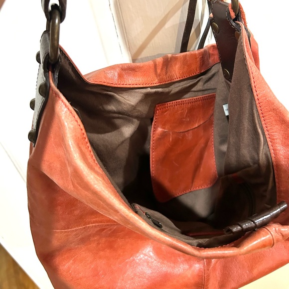 {Tano} Orange Leather Hobo Bag - Picture 10 of 13